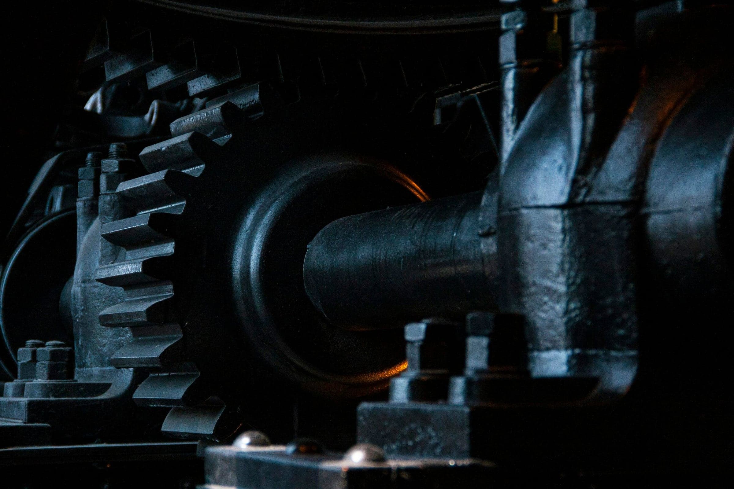 Close-up of precision CNC machine components